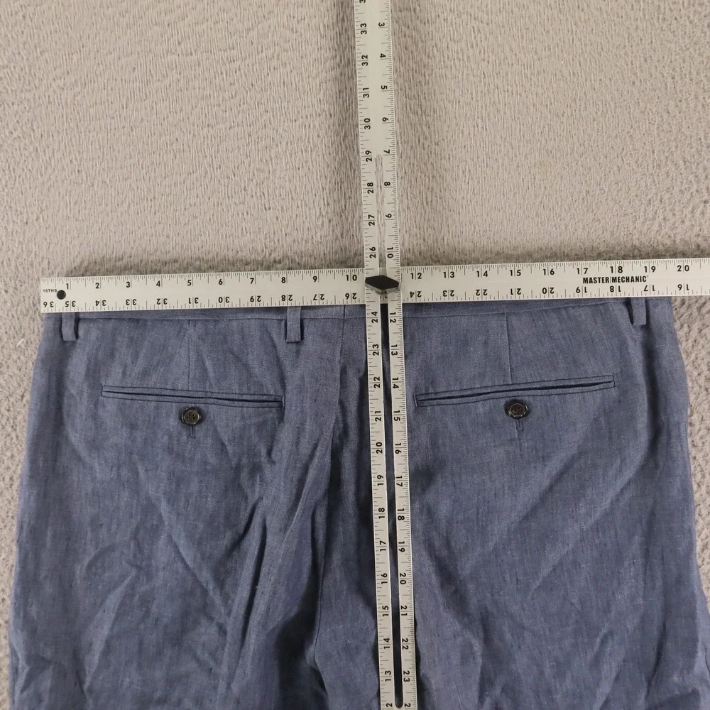 Banana Republic Pants Mens 38x32 Blue 100% Linen Hopsack Slim Breathable
